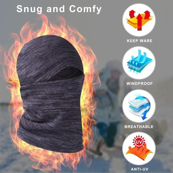 Balaclava Ski Face Mask, Cold Weather Windproof Hooded Scarf Hat(men&women) - Picture 3 of 7